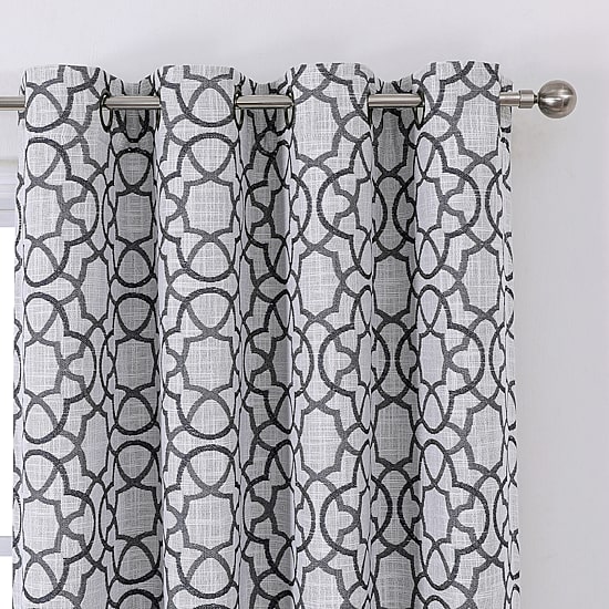 Max Blackout Campbell Geo Jacquard Grommet Top Energy Saving 100% Blackout Single Curtain Panel
