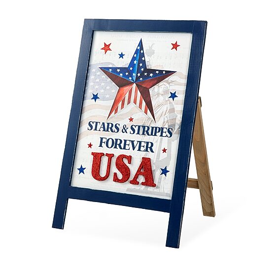 Glitzhome Americana Wooden Easel Porch Sign