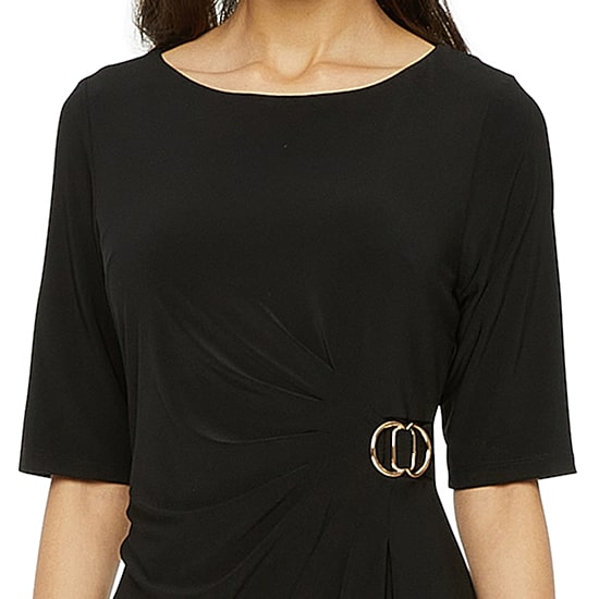 Jessica Howard Womens Boat Neck Short Sleeve Sheath Dress