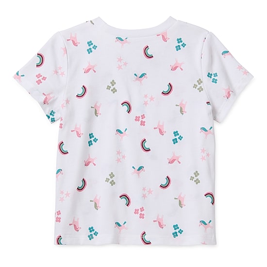 Okie Dokie Toddler Girls Round Neck Short Sleeve Regular Fit Graphic T-Shirt