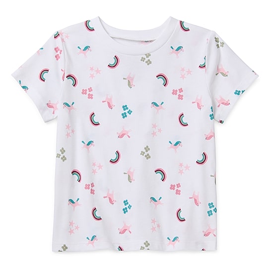 Okie Dokie Toddler Girls Round Neck Short Sleeve Regular Fit Graphic T-Shirt