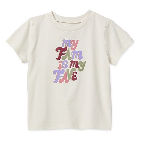 Okie Dokie Toddler & Little Girls Round Neck Short Sleeve Regular Fit Graphic T-Shirt, 12 Months, White