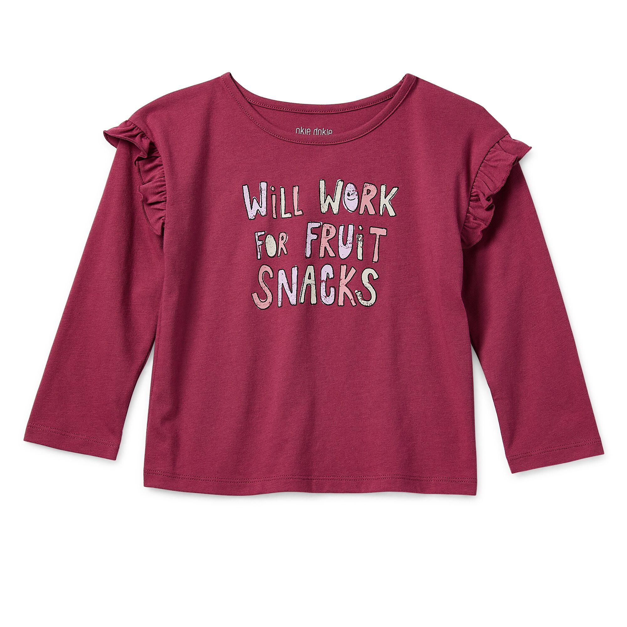 Okie Dokie Toddler & Little Girls Round Neck Long Sleeve Regular Fit Graphic T-Shirt