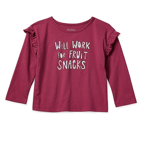 Okie Dokie Toddler & Little Girls Round Neck Long Sleeve Regular Fit Graphic T-Shirt, 12 Months, Pink