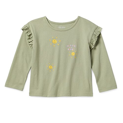 Okie Dokie Toddler & Little Girls Round Neck Long Sleeve Regular Fit Graphic T-Shirt, 12 Months, Green