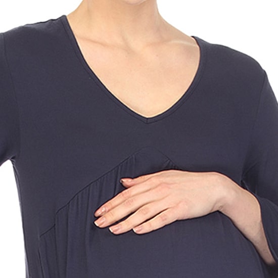 White Mark Maternity Womens V Neck Long Sleeve Tunic Top