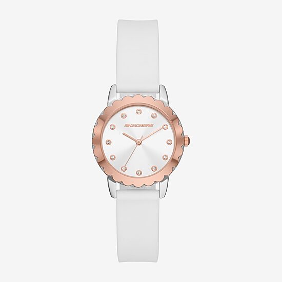 Skechers Womens Crystal Accent White Strap Watch Sr6235