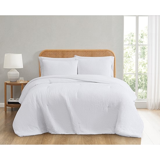 Truly Soft Textured Waffle Midweight Comforter Set