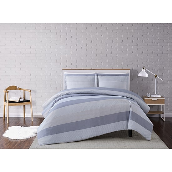Truly Soft Grey Multi Stripe Duvet Cover Set