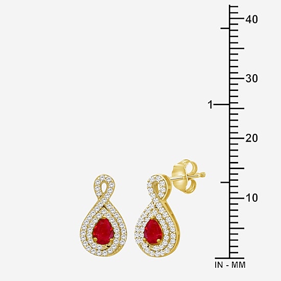Womens Pear-cut Gemstone & 1/4 CT. T.W. Natural Diamond 10K Gold Drop Earrings