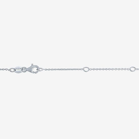 "Mom" Womens Lab Created Green Emerald Sterling Silver Heart 16 Inch Pendant Necklace