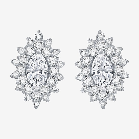 (G, Si1-Si2) 1 CT. T.W. Lab Grown White Diamond 10K Gold 12.4mm Marquise Stud Earrings
