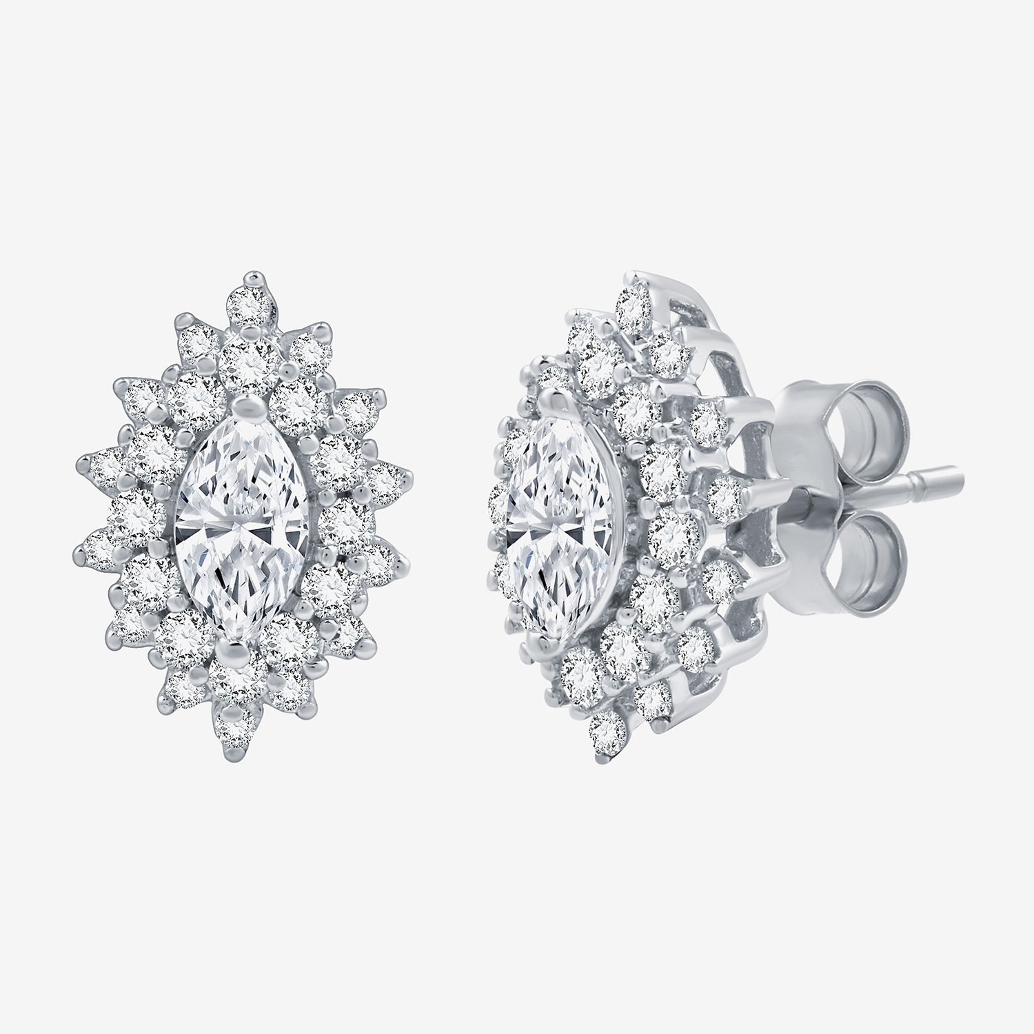 (G, Si1-Si2) 1 CT. T.W. Lab Grown White Diamond 10K Gold 12.4mm Marquise Stud Earrings