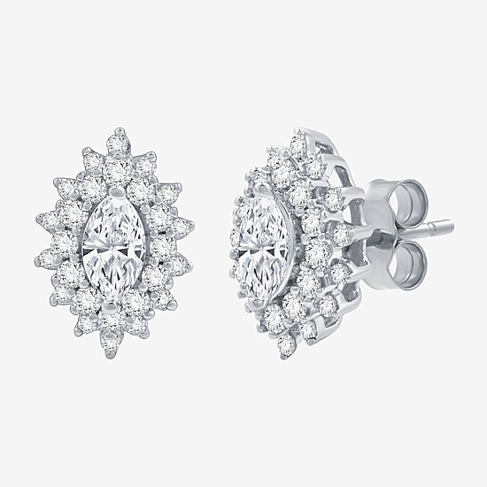 (G, Si1-Si2) 1 CT. T.W. Lab Grown White Diamond 10K Gold 12.4mm Marquise Stud Earrings
