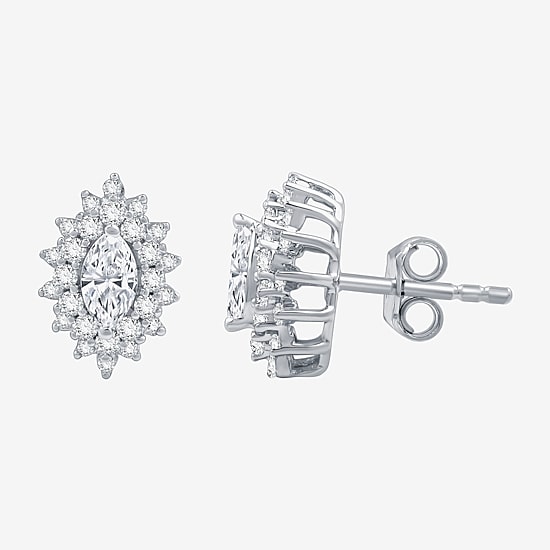 (G, Si1-Si2) 1 CT. T.W. Lab Grown White Diamond 10K Gold 12.4mm Marquise Stud Earrings