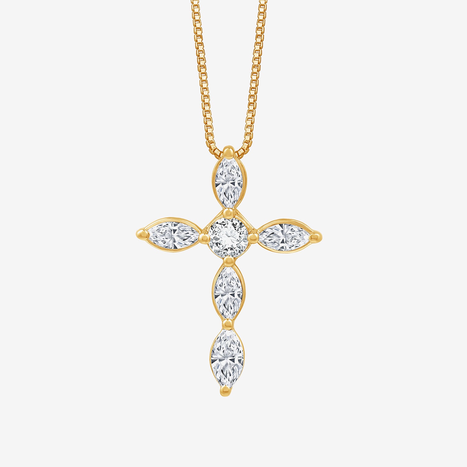 (G Womens 1 CT. T.W. Lab Grown White Diamond 10K Gold Cross 18 Inch Pendant Necklace