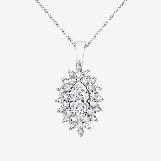 (G Womens 1 3/4 CT. T.W. Lab Grown White Diamond 10K Gold 18 Inch Pendant Necklace