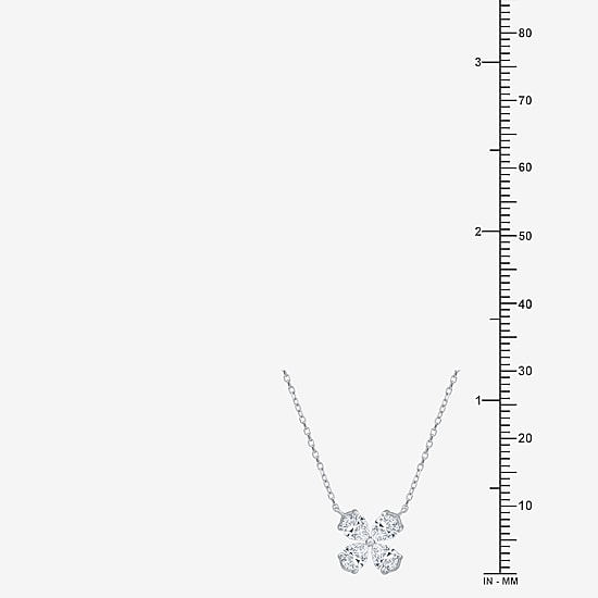 (G / Si1 - Si2) Womens 1 CT. T.W. Lab Grown White Diamond 10K Gold Clover Pear 18 Inch Pendant Necklace