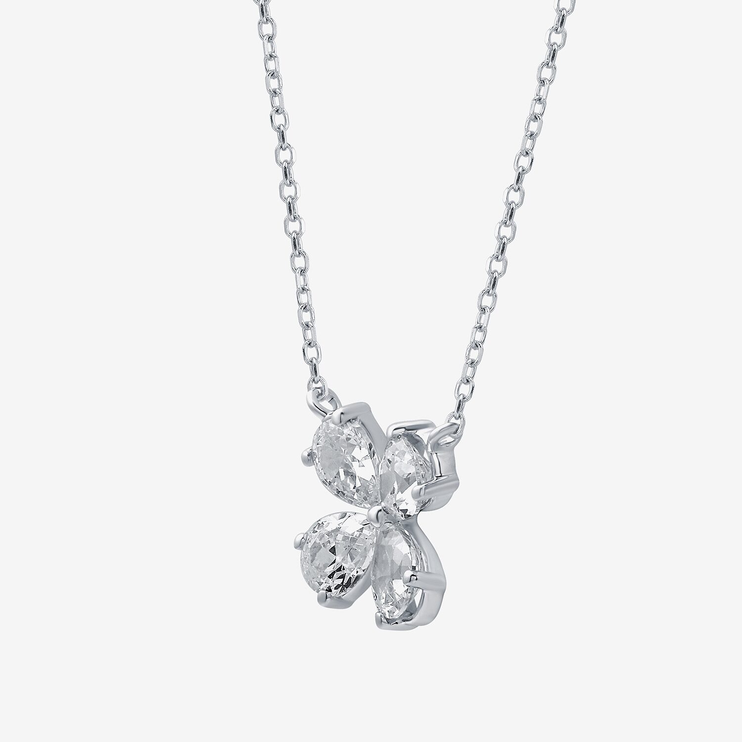 (G / Si1 - Si2) Womens 1 CT. T.W. Lab Grown White Diamond 10K Gold Clover Pear 18 Inch Pendant Necklace
