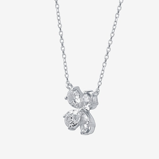 (G / Si1 - Si2) Womens 1 CT. T.W. Lab Grown White Diamond 10K Gold Clover Pear 18 Inch Pendant Necklace