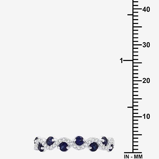 I Said Yes (H-I/I1) Womens 1/8 CT. T.W. Lab Created Blue Sapphire Sterling Silver Wedding Band