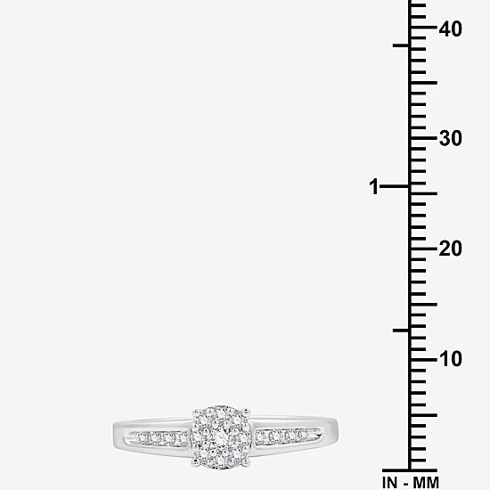 (H-I / I1) Womens 1/5 CT. Lab Grown White Diamond Sterling Silver Round Side Stone Engagement Ring