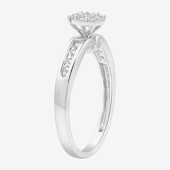 (H-I / I1) Womens 1/5 CT. Lab Grown White Diamond Sterling Silver Round Side Stone Engagement Ring