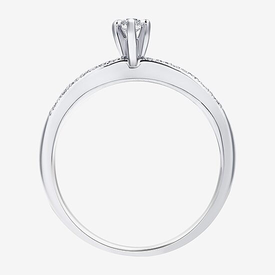 I Said Yes (H-I / I1) Womens 1/3 CT. T.W. Lab Grown White Diamond Sterling Silver Side Stone Engagement Ring