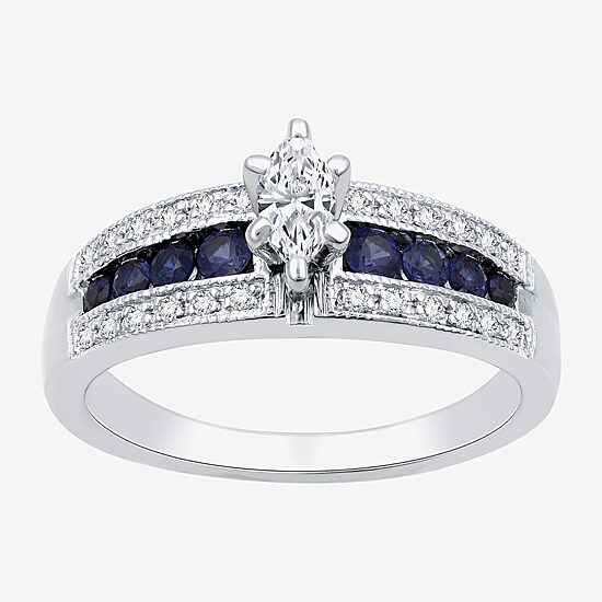 I Said Yes (H-I / I1) Womens 1/3 CT. T.W. Lab Grown White Diamond Sterling Silver Side Stone Engagement Ring
