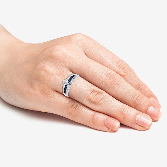 I Said Yes (H-I / I1) Womens 1/3 CT. T.W. Lab Grown White Diamond Sterling Silver Side Stone Engagement Ring