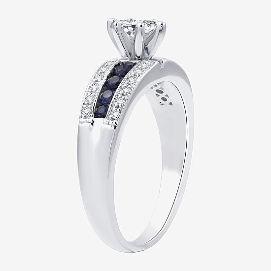 I Said Yes (H-I / I1) Womens 1/3 CT. T.W. Lab Grown White Diamond Sterling Silver Side Stone Engagement Ring