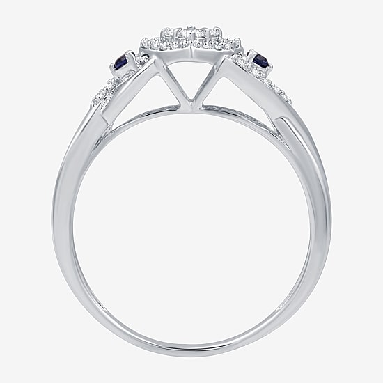 I Said Yes (H-I / I1) Womens 1/5 CT. Lab Grown White Diamond Sterling Silver Heart Side Stone Engagement Ring