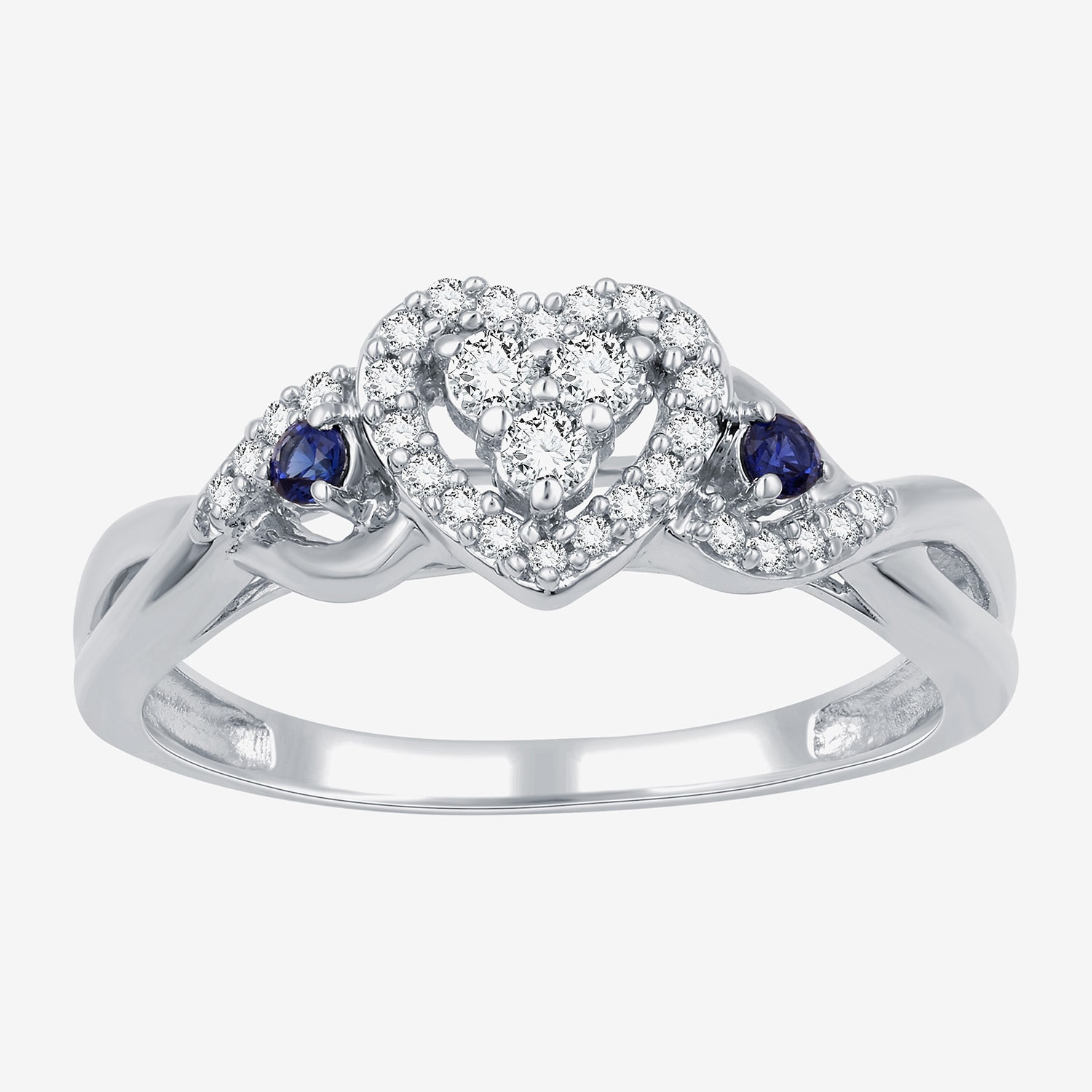 I Said Yes (H-I / I1) Womens 1/5 CT. Lab Grown White Diamond Sterling Silver Heart Side Stone Engagement Ring