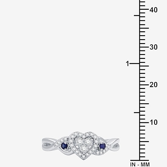 I Said Yes (H-I / I1) Womens 1/5 CT. Lab Grown White Diamond Sterling Silver Heart Side Stone Engagement Ring