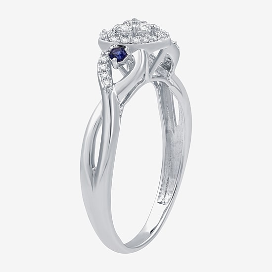 I Said Yes (H-I / I1) Womens 1/5 CT. Lab Grown White Diamond Sterling Silver Heart Side Stone Engagement Ring