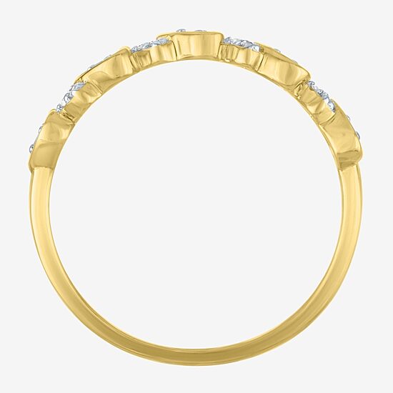 (G-H / Si2-I1) Womens 4MM 1/10 CT. T.W. Lab Grown White Diamond 10K Gold Heart Wedding Band