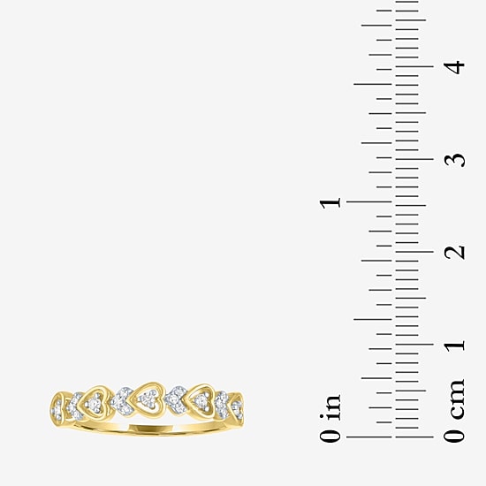 (G-H / Si2-I1) Womens 4MM 1/10 CT. T.W. Lab Grown White Diamond 10K Gold Heart Wedding Band