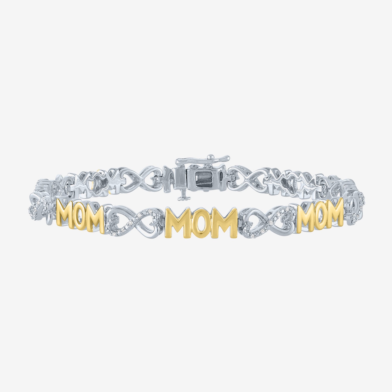 "Mom" Womens 1/10 CT. T.W. Natural White Diamond Sterling Silver Infinity 7.5 Inch Tennis Bracelet