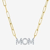 Diamond Addiction "Mom" (G-H / I1-12) Womens 1/10 CT. T.W. Lab Grown White Diamond 14K Gold Over Silver 18 Inch Pendant Necklace