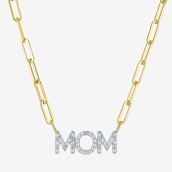 Diamond Addiction "Mom" (G-H / I1-12) Womens 1/10 CT. T.W. Lab Grown White Diamond 14K Gold Over Silver 18 Inch Pendant Necklace