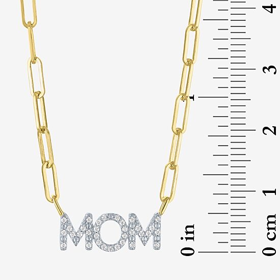 Diamond Addiction "Mom" (G-H / I1-12) Womens 1/10 CT. T.W. Lab Grown White Diamond 14K Gold Over Silver 18 Inch Pendant Necklace