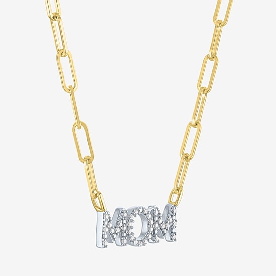 Diamond Addiction "Mom" (G-H / I1-12) Womens 1/10 CT. T.W. Lab Grown White Diamond 14K Gold Over Silver 18 Inch Pendant Necklace