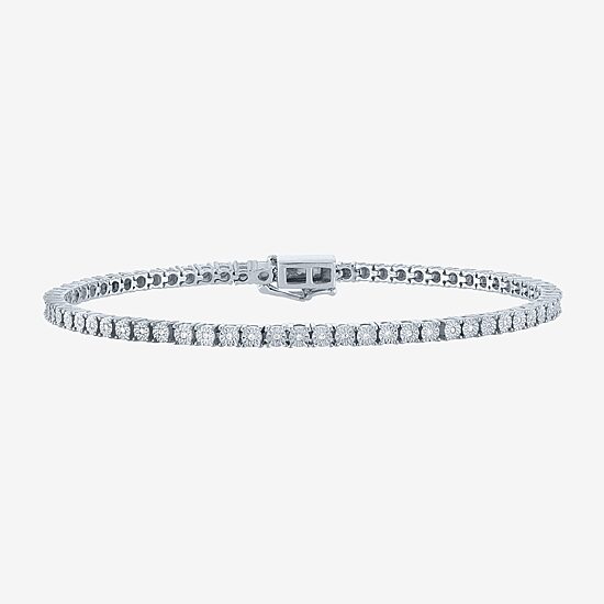 (G-H / I1- I2) Womens 1/10 CT. T.W. Lab Grown White Diamond Sterling Silver 7.25 Inch Tennis Bracelet