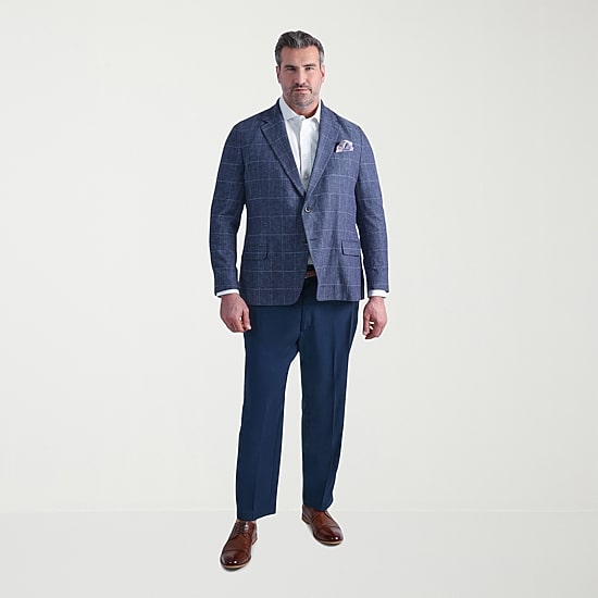 Haggar Mens Big and Tall Windowpane Classic Fit Sport Coat