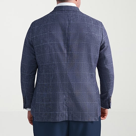 Haggar Mens Big and Tall Windowpane Classic Fit Sport Coat