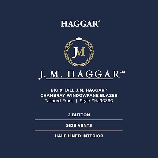 Haggar Mens Big and Tall Windowpane Classic Fit Sport Coat