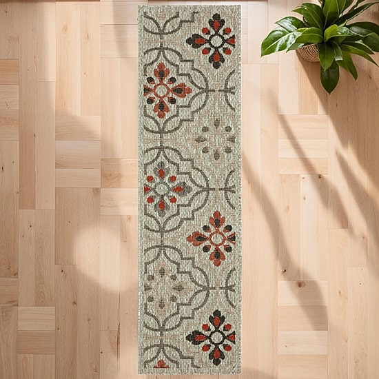 Covington Home Long Island Floral Lattice 22" X 90" Indoor Outdoor Rectangular Runner