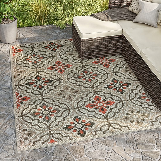 Covington Home Long Island Floral Lattice 39" X 60" Indoor Outdoor Rectangular Accent Rug