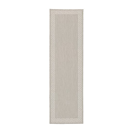 Covington Home Pamplona Greek Key Border 22" X 87" Indoor Outdoor Rectangular Runner