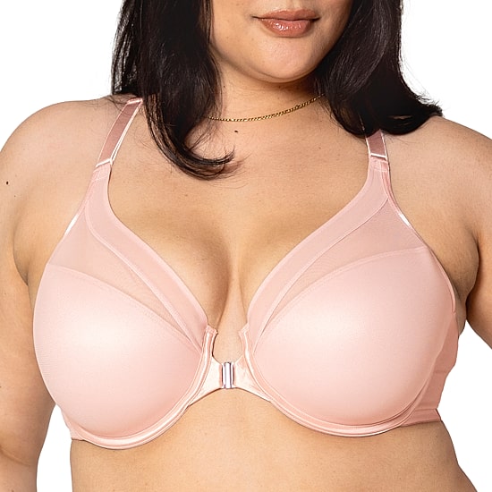Curvy Couture Sheer Mesh Front-Close T-Shirt Bra- 1619